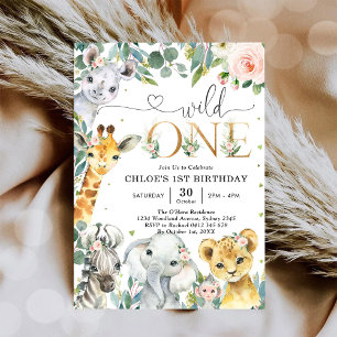 Wild One Party Animals 1st Birthday Invitation
