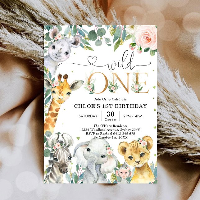 Wild One Party Animals 1st Birthday Invitation (Creator Uploaded)