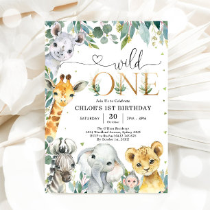 Wild One Party Animals 1st Birthday Invitation