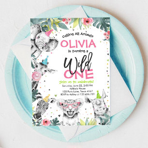 Wild One Party Animals 1st Birthday Invitation
