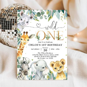 Wild One Party Animals 1st Birthday Invitation