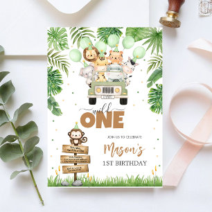 Wild One Party Animals Kids 1st Birthday Invitation
