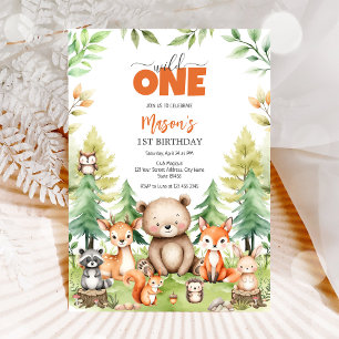 Wild One Party Animals Kids 1st Birthday Invitation