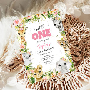 Wild One Party Animals Kids 1st Birthday Invitation