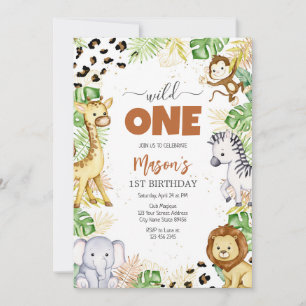 Wild One Party Animals Kids 1st Birthday Invitation