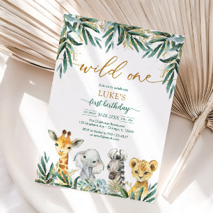 Wild One Party Animals Kids Birthday Invitation