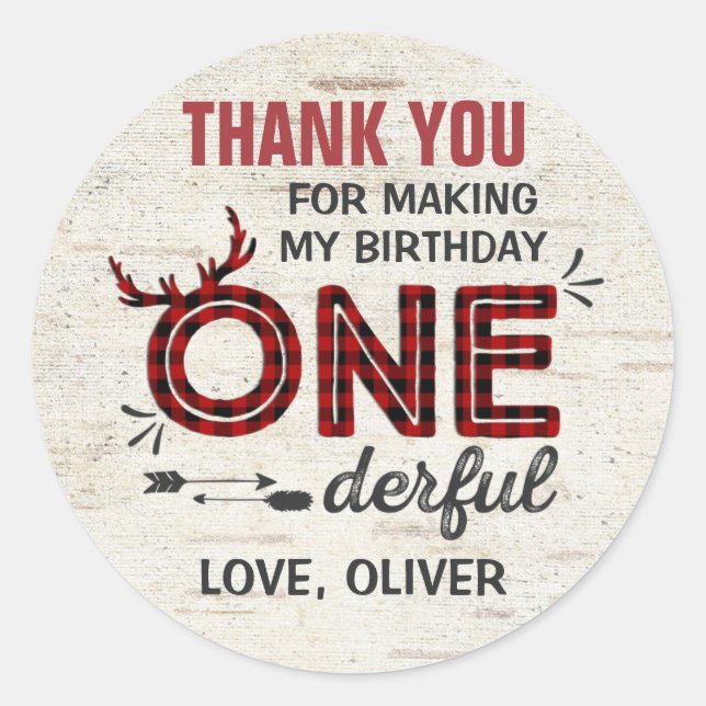 Wild One Party Favour Tag Lumberjack Sticker Seal (Front)