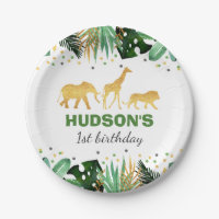 Wild One Party Paper Plate Jungle Animals Party
