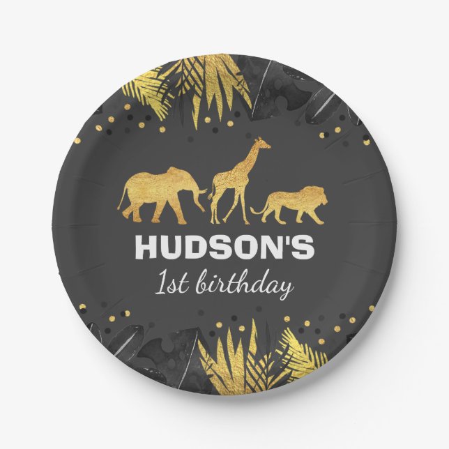 Wild One Party Paper Plate Jungle Animals Party (Front)