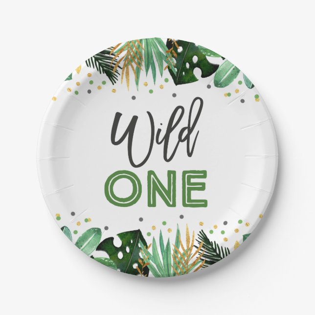 Wild One Party Paper Plate Jungle Animals Party (Front)
