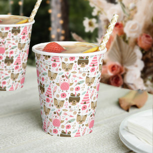 Wild One Pattern Woodland Camping Animals Paper Cups