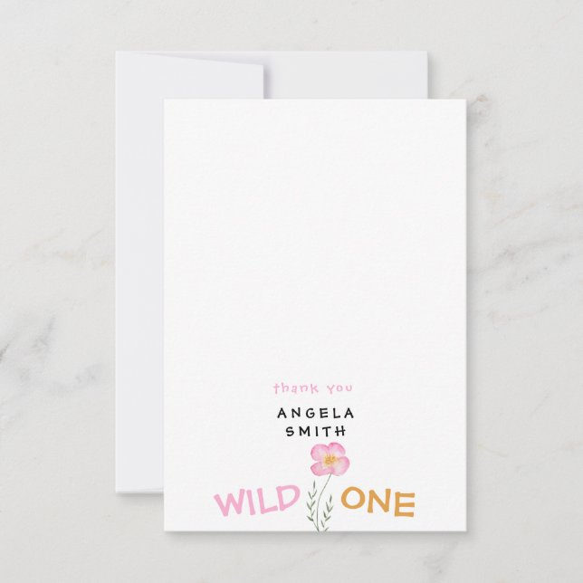 Wild One Personalised 1st Birthday Girl Thank You Card (Front)