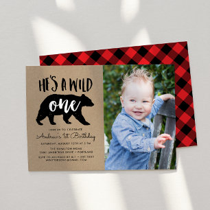 Wild One   Photo First Birthday Invitation