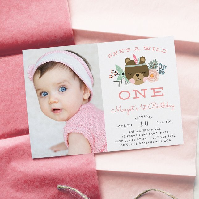 Wild One | Photo First Birthday Party Invite (Creator Uploaded)