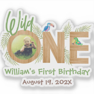 Wild One Photo Jungle Leaves Parrots Wood Letters 
