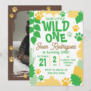 Wild One Photo Safari 1st Birthday Invitation