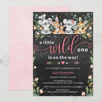 Wild One Pink Koala Kangaroo Baby Shower Invitation