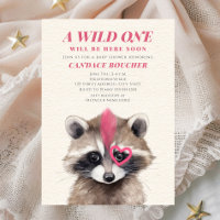 Wild One Pink Mohawk Racoon Baby Shower