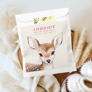 Wild One Pink Spotted Fawn Deer Baby Shower Favour Bags