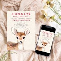 Wild One Pink Spotted Fawn Deer Baby Shower