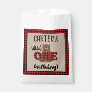 Wild ONE Plaid Bear Birthday Party Favour Bags