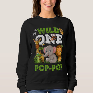 Wild One Pop Pop Zoo Birthday Safari Jungle Animal Sweatshirt
