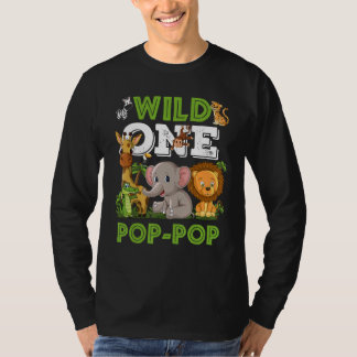 Wild One Pop Pop Zoo Birthday Safari Jungle Animal T-Shirt
