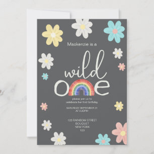 Wild One Rainbow Birthday Party Personalised Invitation