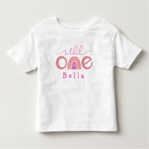 Wild One Rainbow Pink Girly  Toddler T-Shirt