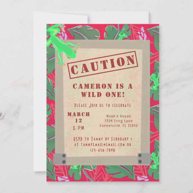Wild One Rainforest First Birthday   Invitation (Front)