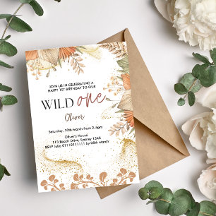 Wild One retro boho theme First Birthday Invitation