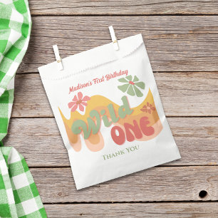 Wild One Retro Rainbow Daisy Birthday Thank You Favour Bags