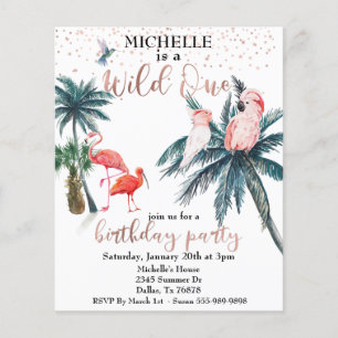 Wild One Rose Gold Tropical Birds Budget Flyer