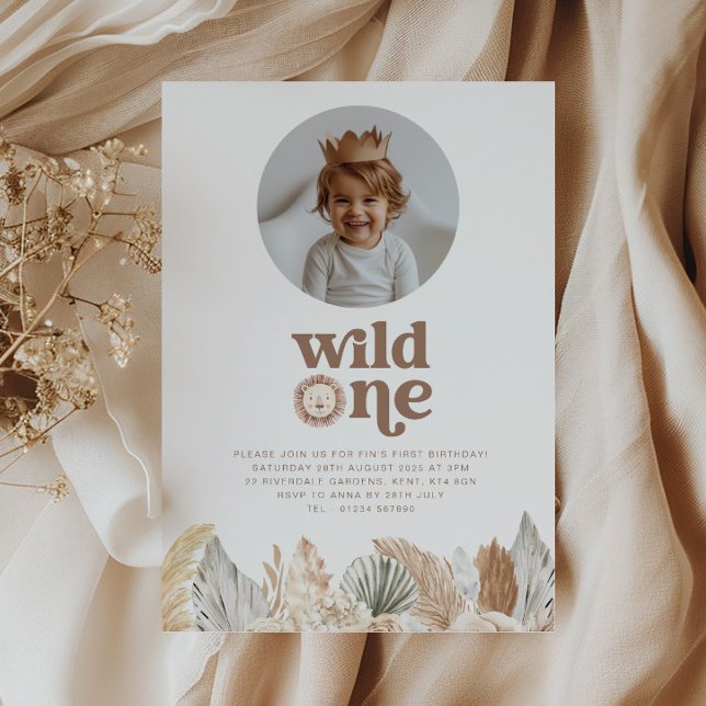 Wild One Round Photo Birthday Invitation (Creator Uploaded)