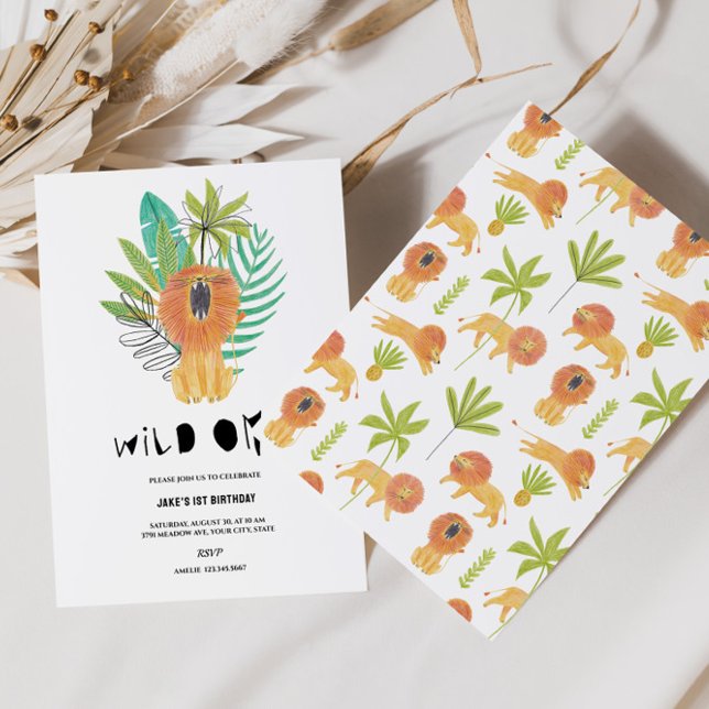 WILD ONE Safari 1st Birthday Invitation (Creator Uploaded)