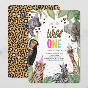 Wild One Safari 1st Birthday Invitation