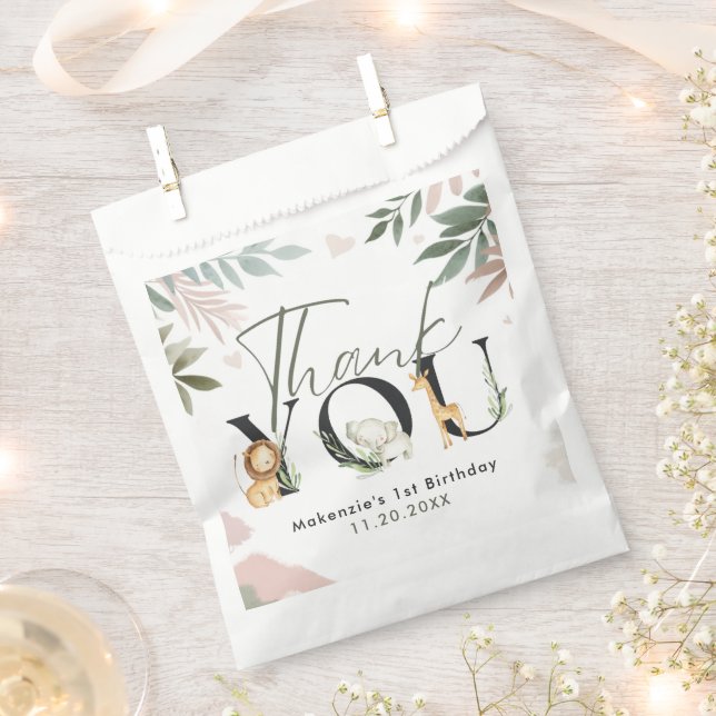 Wild One Safari 1st Birthday Party Favour Bags (Clipped)