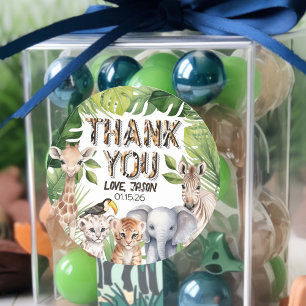 Wild one Safari 1st birthday thank you Classic Round Sticker