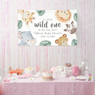 Wild One Safari Animal Baby Shower Decor Banner