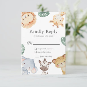 Wild One Safari Animal Baby Shower Decor RSVP Card