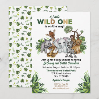 Wild One Safari Animal Baby Shower Invitation
