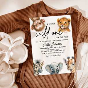 Wild One Safari Animal Baby Shower Invitation