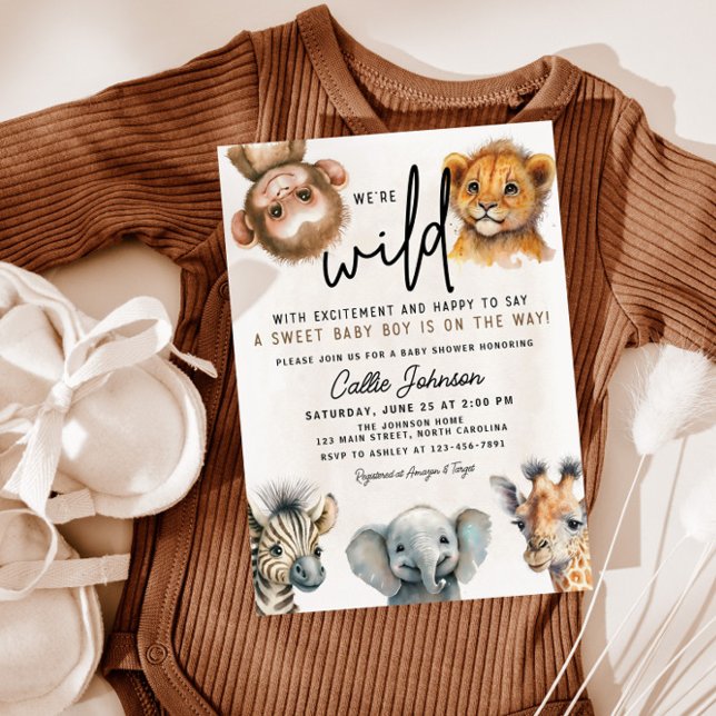 Wild One Safari Animal Baby Shower Invitation (Creator Uploaded)