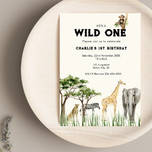 Wild One Safari Animal Birthday Invitation