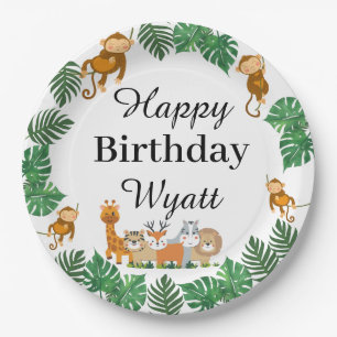 Wild One Safari animal Birthday Plates