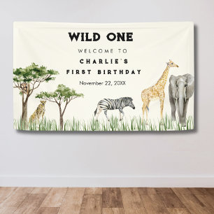 Wild One Safari Animal Birthday Welcome Banner