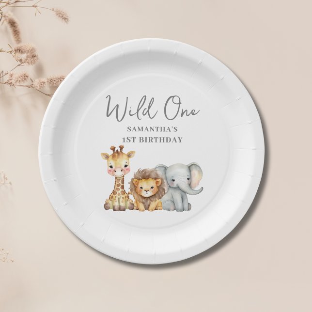 Wild One Safari Animal First Birthday Paper Plate (Creator Uploaded)