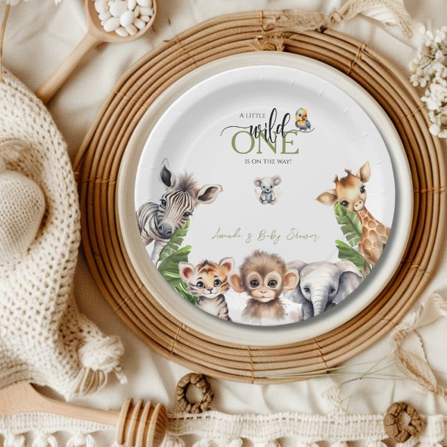 Wild One Safari Animal Jungle Baby Shower Paper Plate (Creator Uploaded)