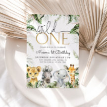 Wild One Safari Animals 1st Birthday Boys Invitati