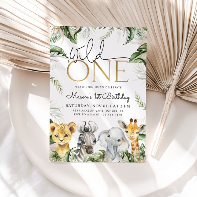 Wild One Safari Animals 1st Birthday Boys Invitati Invitation (Creator Uploaded)